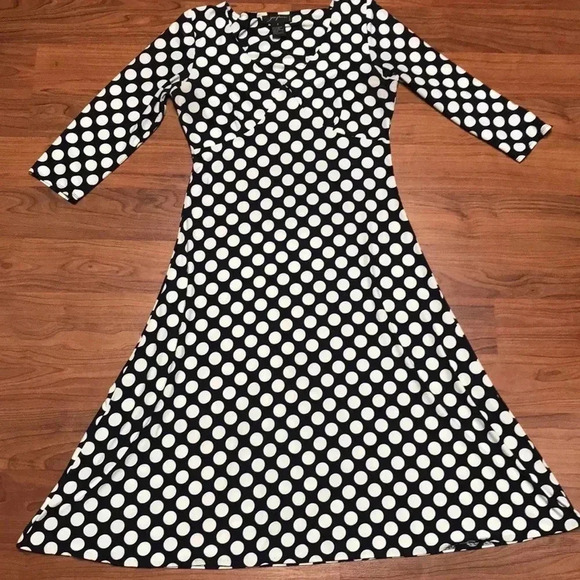 Josephine Navy Polka Dot Midi Dress, Size Small - Picture 1 of 4